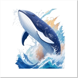 majestic whale in painting style. Posters and Art